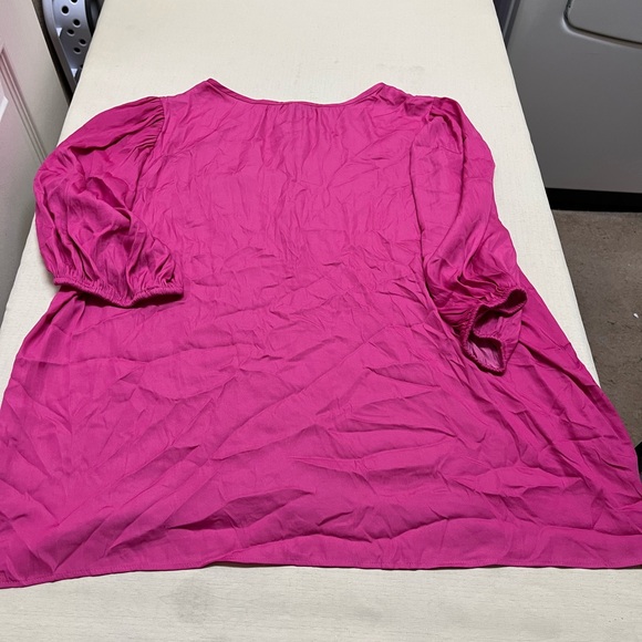 Ann Taylor XL pink puff sleeve satin blouse - Picture 7 of 10